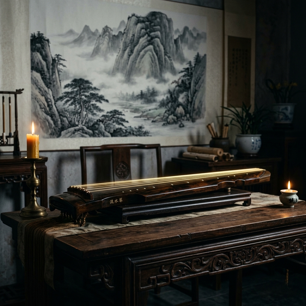 古琴月下